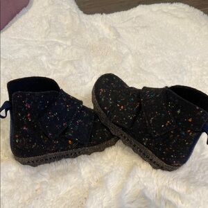 Black Ankle Boots with Colorful Speckles